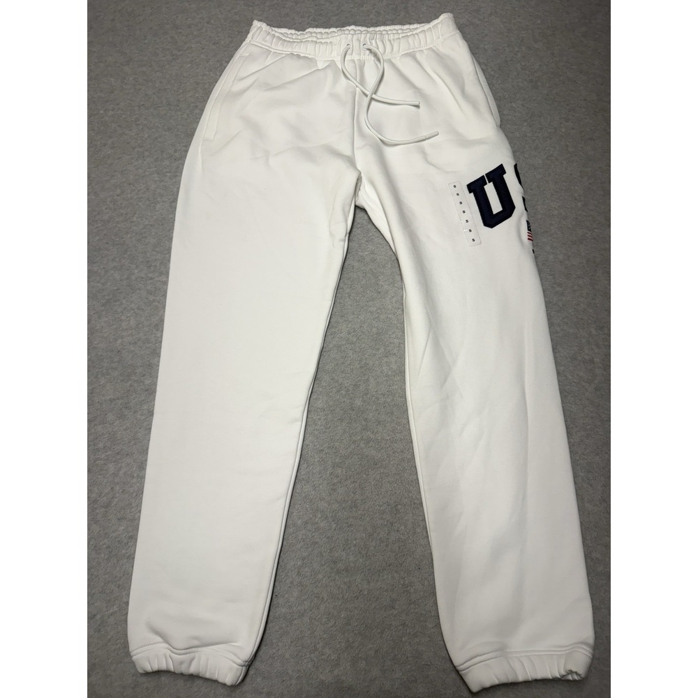 Polo Ralph Lauren Sweatpants Mens Small White Flag Fleece USA Joggers Elastic